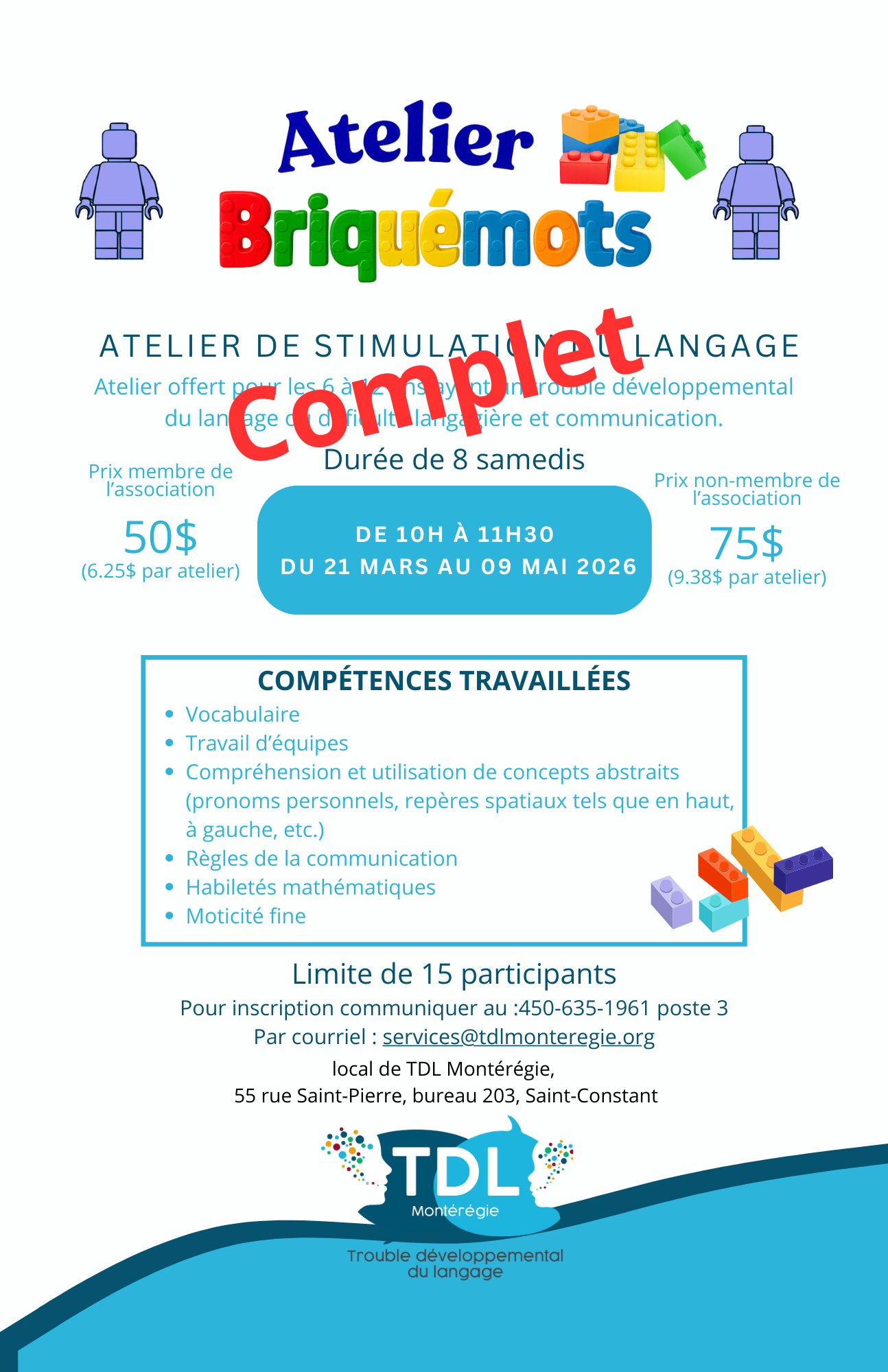 Affiche atelier de stimulation de langage complet.